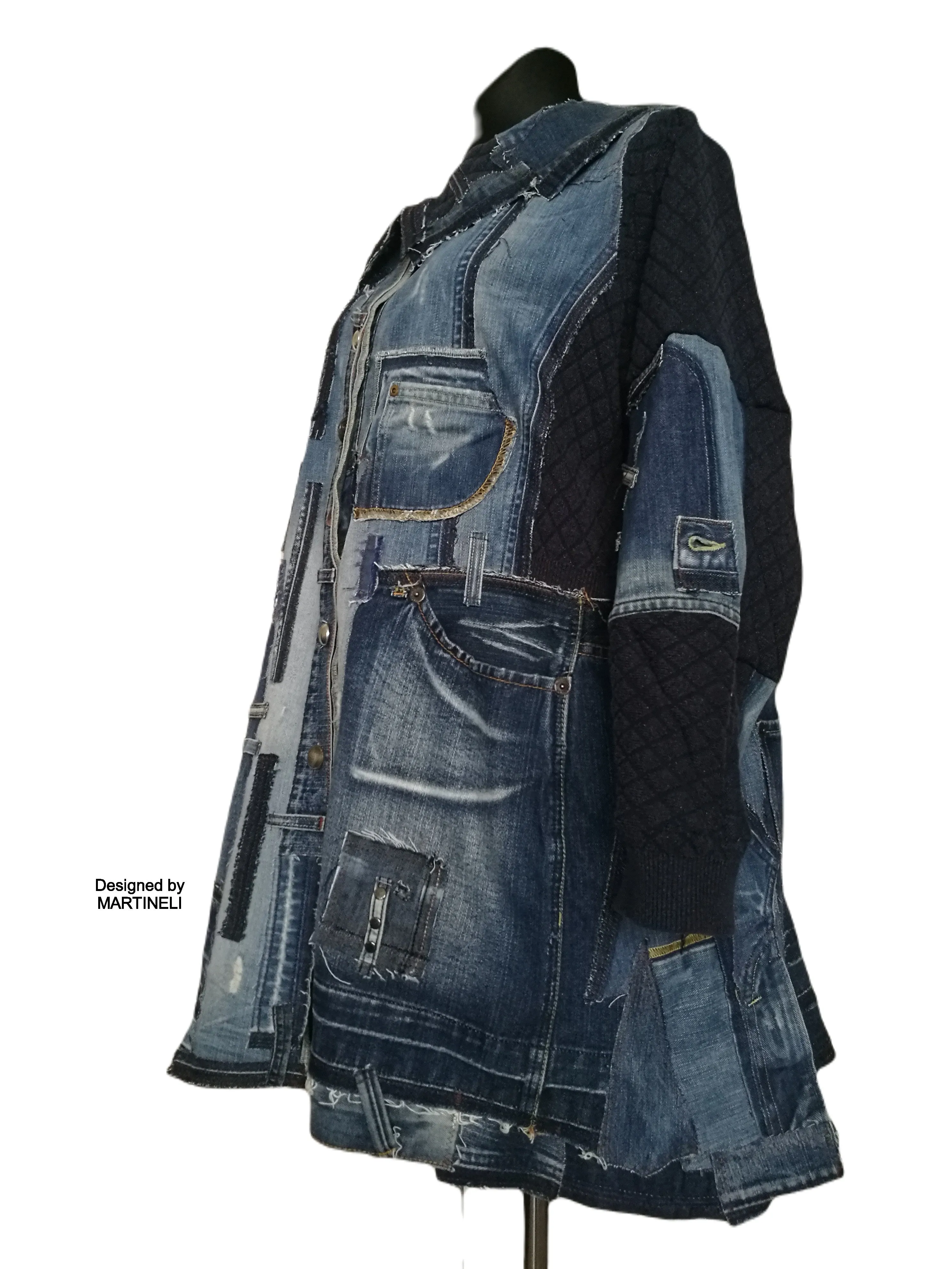 Plus Size Denim Jacket 3X/4X Boho Style Distressed Denim Jacket