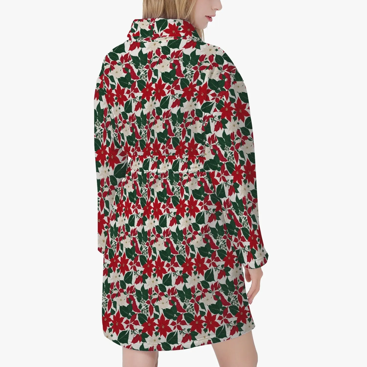 Poinsettia Flowers Women's Loose-fitting Bathrobe