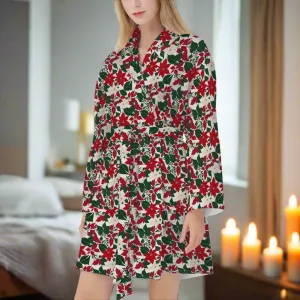 Poinsettia Flowers Women's Loose-fitting Bathrobe