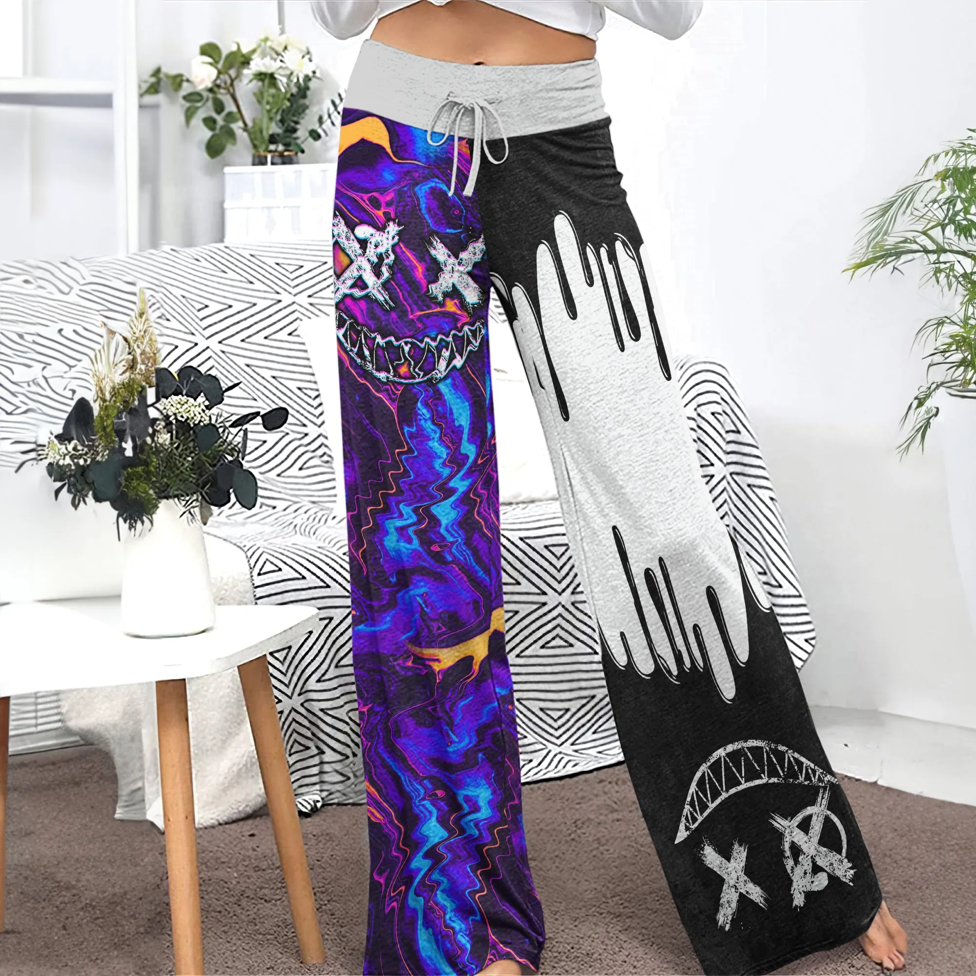 Psycho Melting Psychedelic Women's High-waisted Wide Leg Pants
