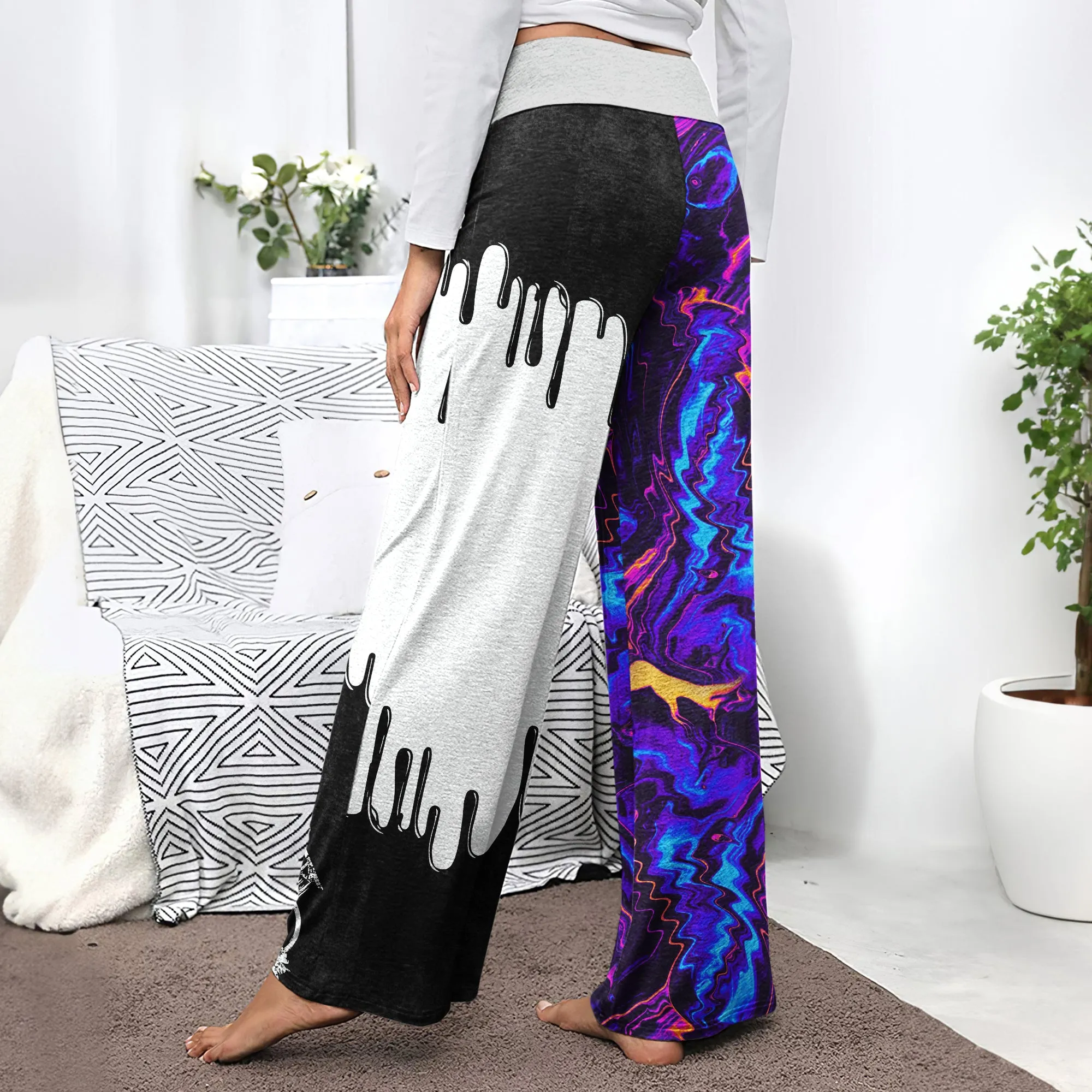 Psycho Melting Psychedelic Women's High-waisted Wide Leg Pants
