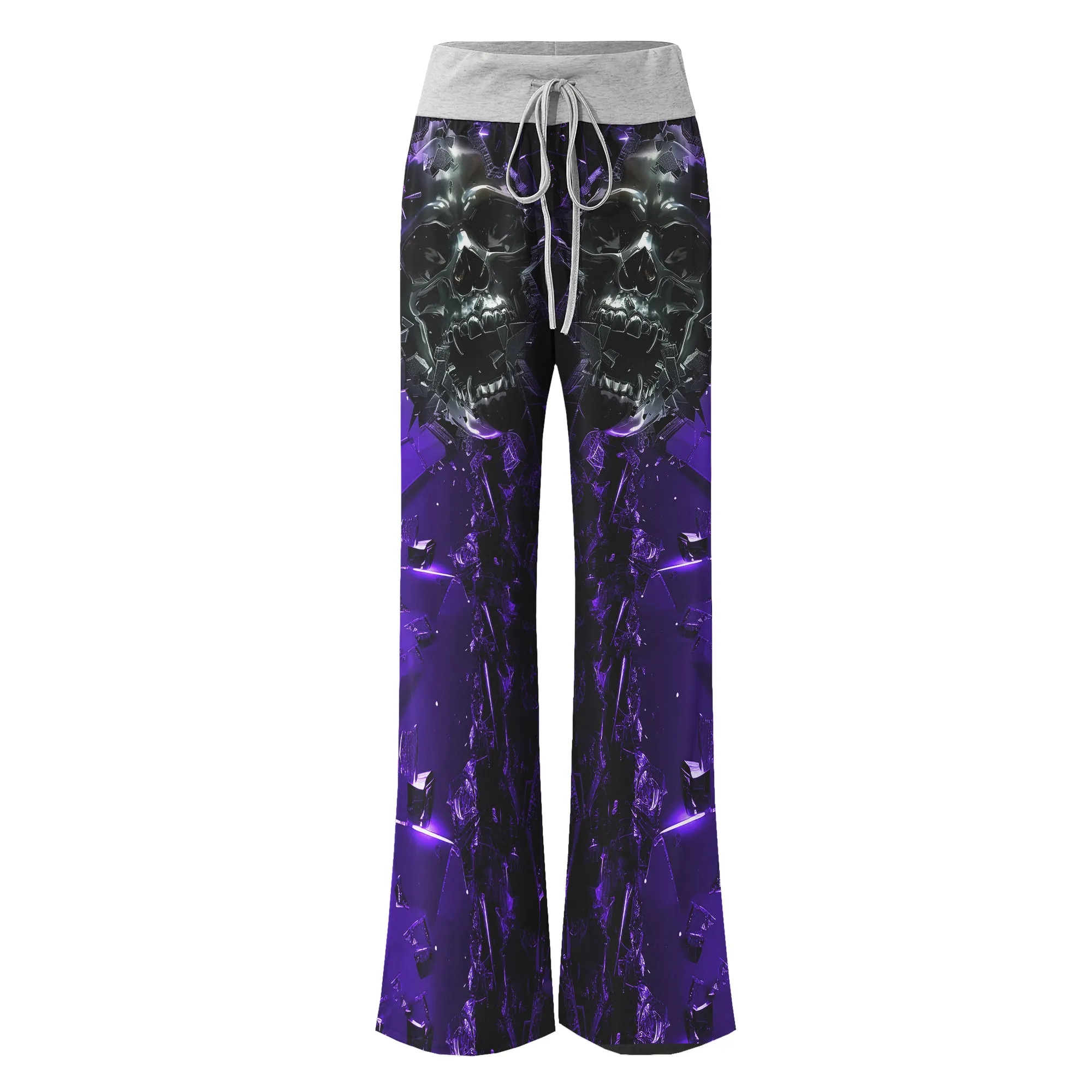 Purple Skull Broken Mirror Women's High-waisted Wide Leg Pants