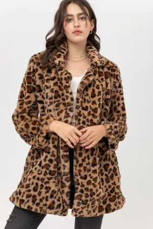 "Life Of The Party" Printed Leopard Teddy Coat