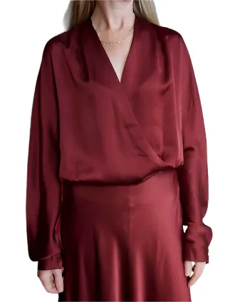 Silk Satin Crossover Shirt