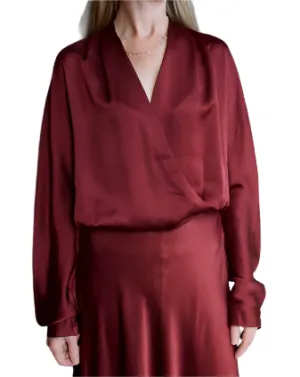 Silk Satin Crossover Shirt