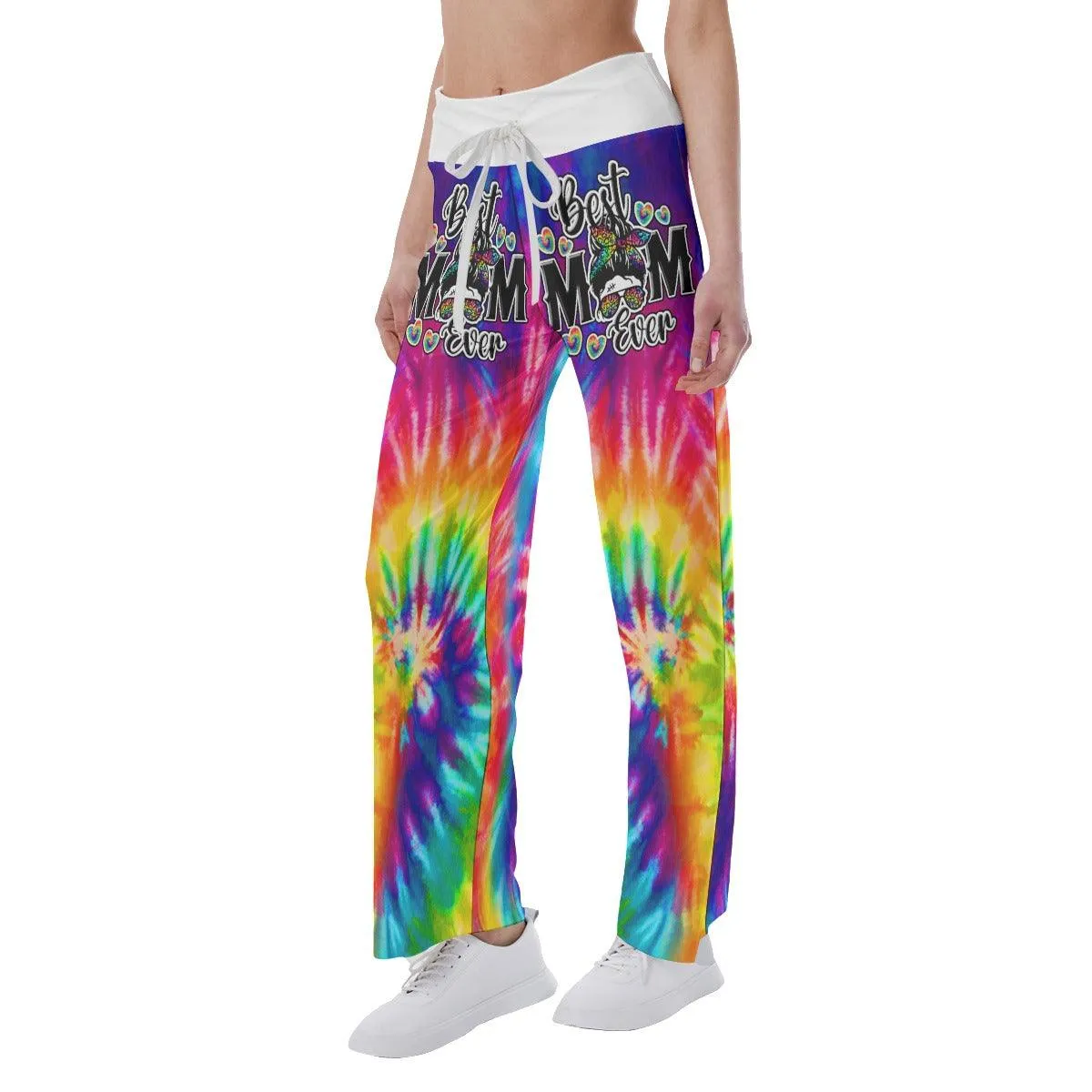 TieDye Skull Mom 3D High-waisted Wide Leg Pants