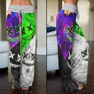 Two Block Color Emo Women's High-waisted Wide Leg Pants