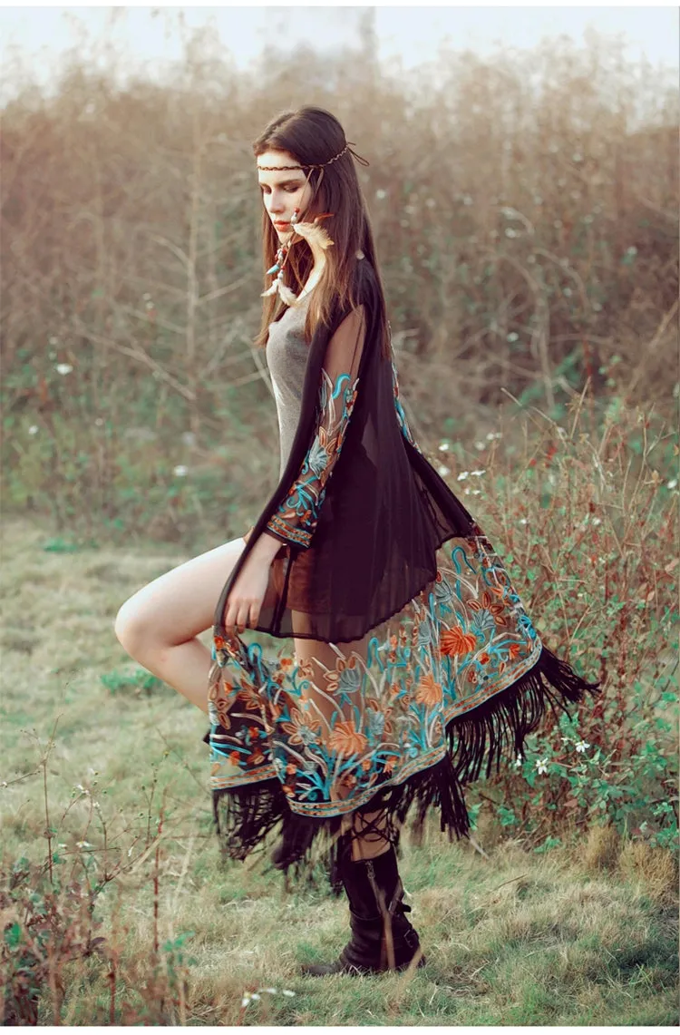 VenusFox Bohemian Style Kimono Cardigan Casual Fashion Boho Hippie