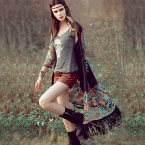 VenusFox Bohemian Style Kimono Cardigan Casual Fashion Boho Hippie
