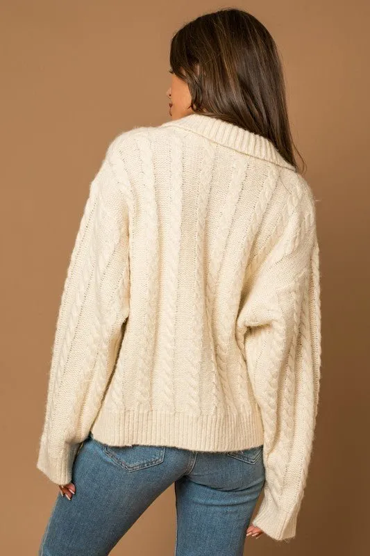 White Cable Sweater Cardigan