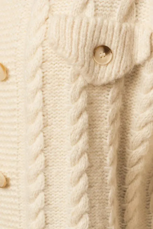 White Cable Sweater Cardigan