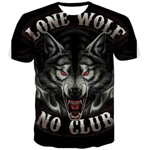 Wolf T-shirt Men Animal T-shirts 3d War Tshirts Cool Black Shirt Print Blood Tshirts Casual Short Sleeve Fashion Men Digital