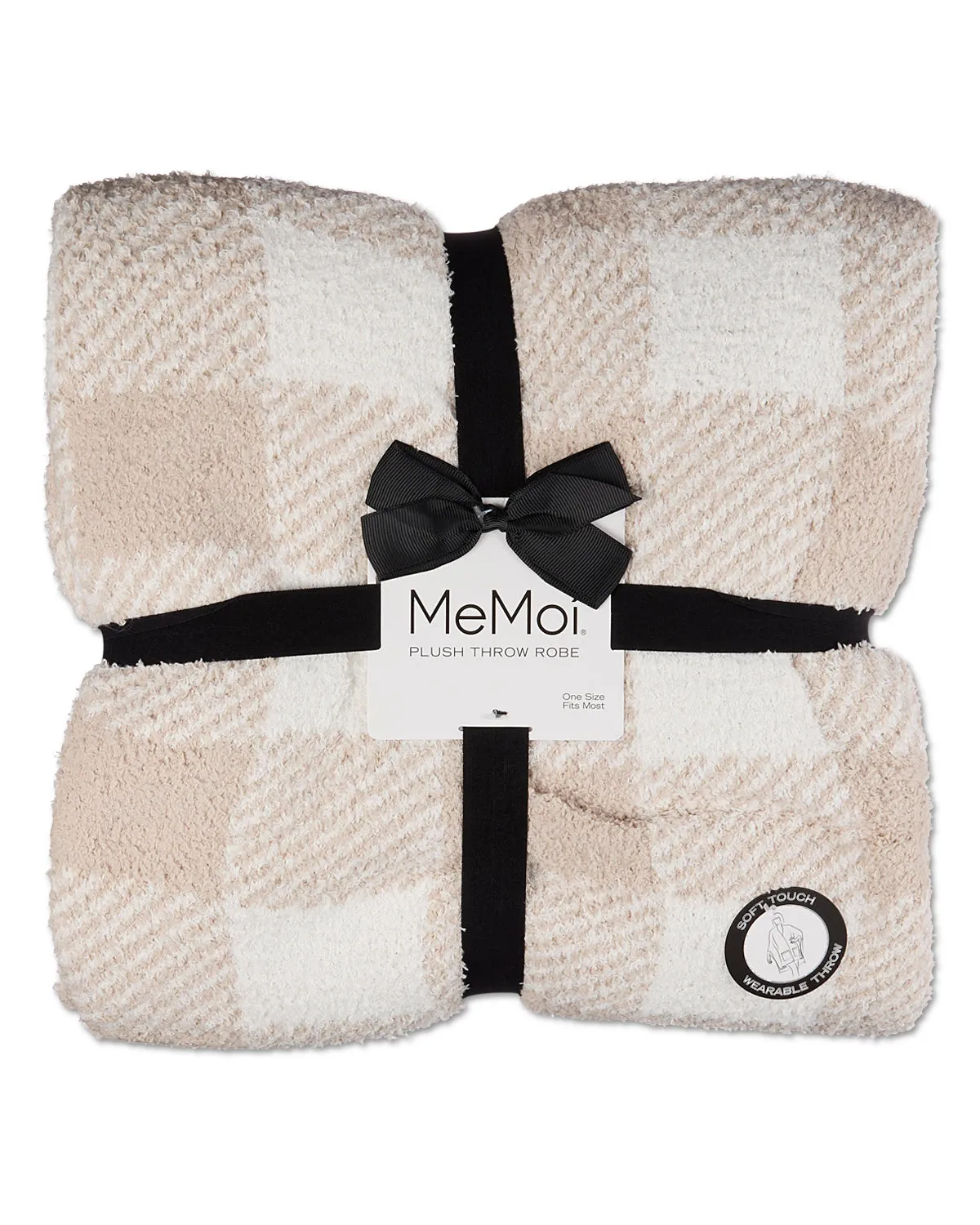 Women's Plaid Cozy Knit Wearable Throw Robe