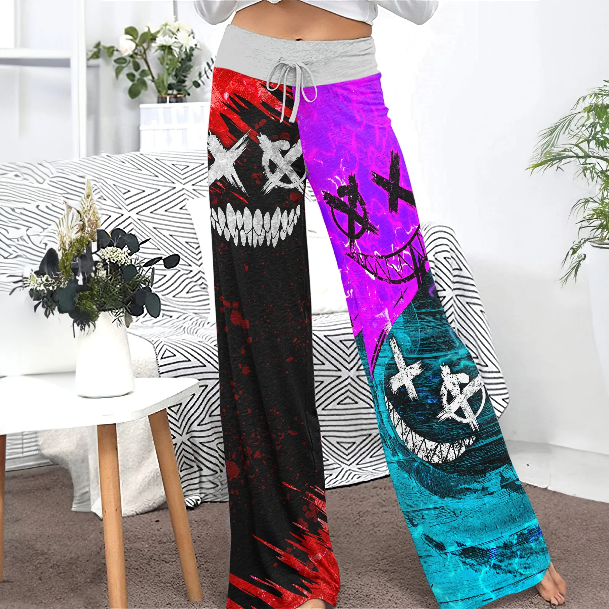 Yin Yang Psycho Horror Women's High-waisted Wide Leg Pants