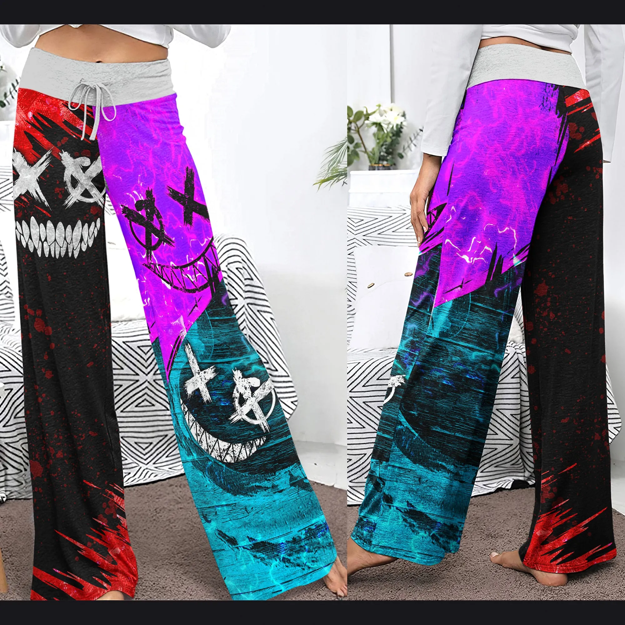 Yin Yang Psycho Horror Women's High-waisted Wide Leg Pants