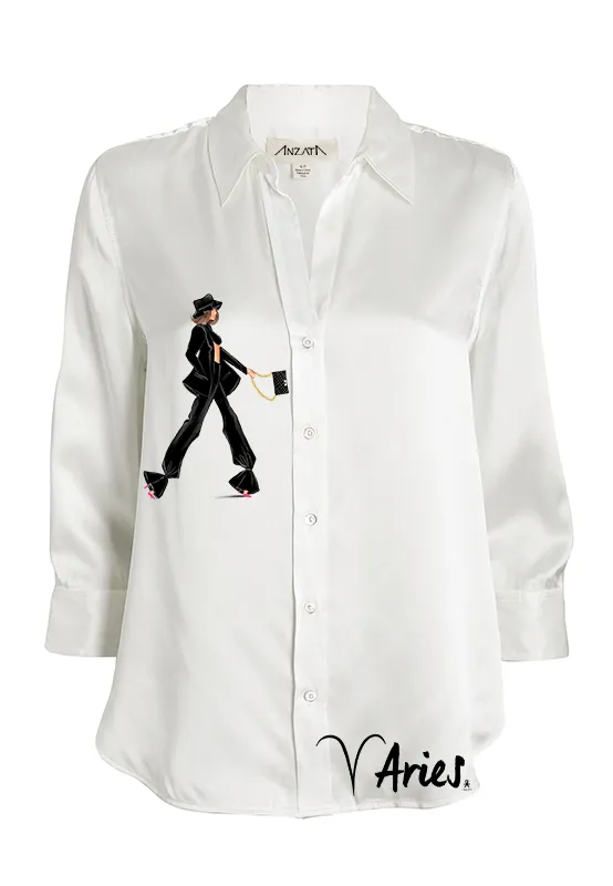 ZODIAC Satin Button-Down Blouse (Dolls 7-12) - ONE SIZE